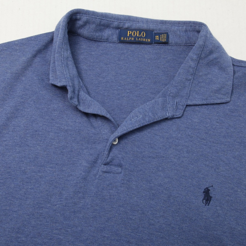 Polo Ralph Lauren Polo Shirt Mens 2XL Blue Heather Cotton Pony Logo Casual